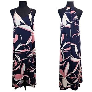 Cynthia Rowley Floral Halter Maxi Dress Sz Small Navy Summer Vacation Resortwear
